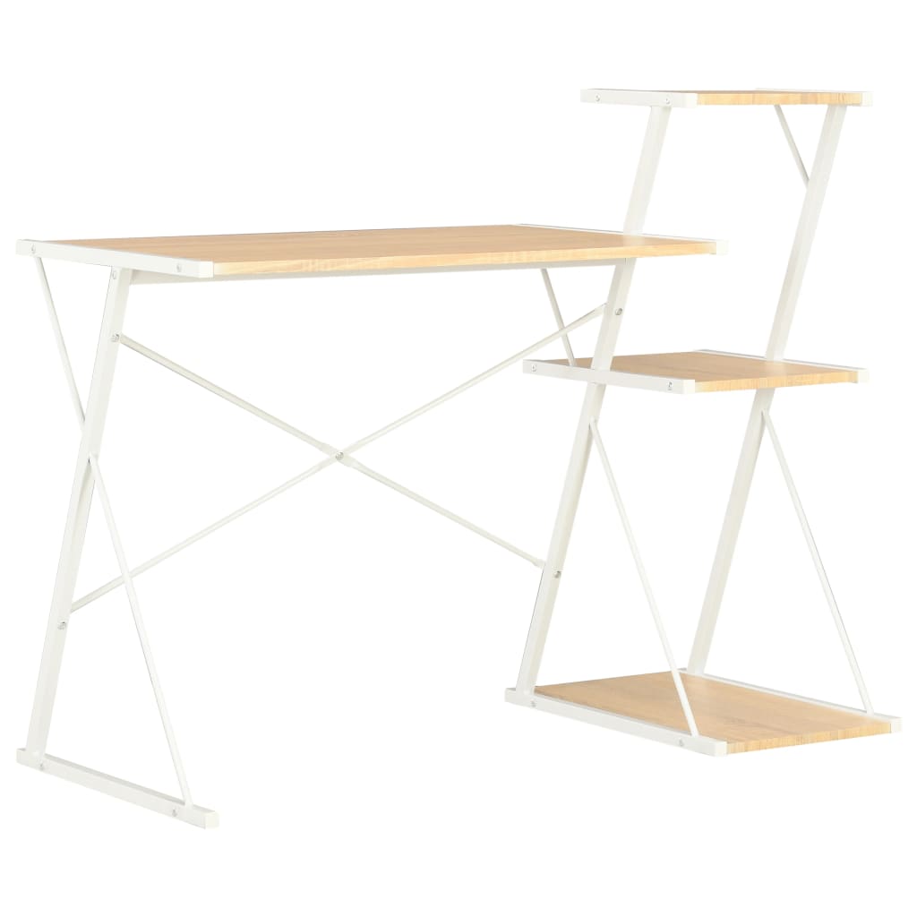 PETROMILA Psací stůl s poličkami bílý a dubový odstín 116 x 50 x 93 cm