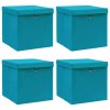 Úložné boxy s víky 4 ks bledě modré 32 x 32 x 32 cm textil