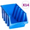 Stohovatelné úložné zásobníky 14 ks modré plast
