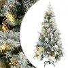 Vánoční stromek s LED zasněžený s šiškami 225 cm PVC a PE
