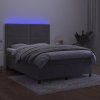 Box spring postel s matrací a LED světle šedá 140x200 cm samet
