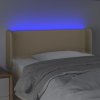 Čelo postele s LED krémové 83 x 16 x 78/88 cm textil