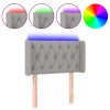 Čelo postele s LED světle šedé 83 x 16 x 78/88 cm textil