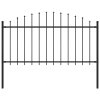 Zahradní plot s kopím nahoře ocelový 181 x 150 cm černý