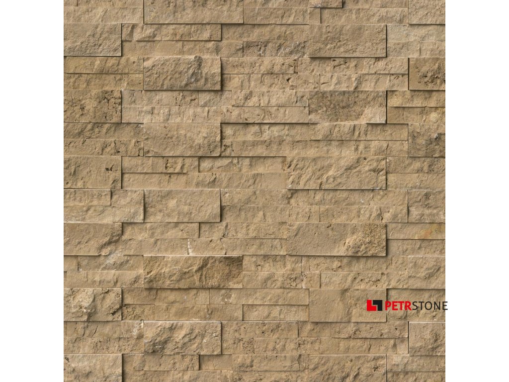 Cordoba noche splitface ledger panel 6X24 natural travertine wall tile LPNLTCORNOC624 product shot multiple tiles top view