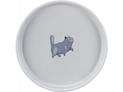 Keramická miska pro kočky, nízká a široká, 0.6 l/ø 23 cm, šedá