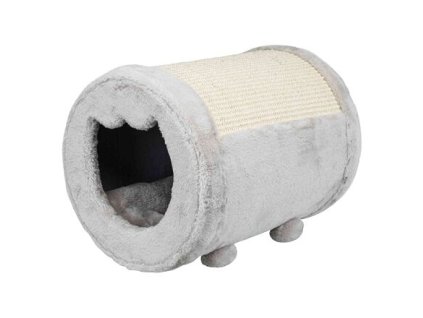 Škrábací válec, ø 27 × 39 cm, plyš/sisal, šedá