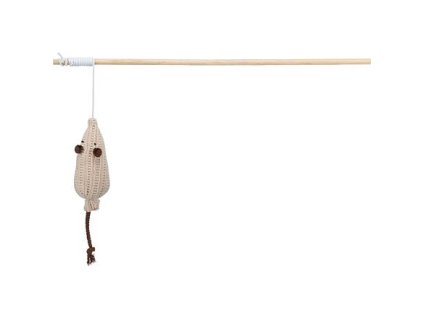 Hrací prut s myškou, catnip, dřevo/tkanina, 40 cm