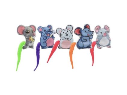 Myška emotivní s catnipem, barevný ocásek, 7.5 cm, látka, 5 druhů