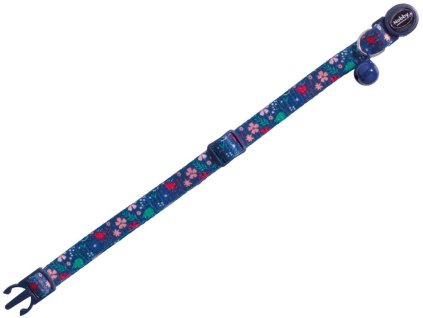 Nobby Flower Dark Blue obojek s rolničkou pro kočky tmavě modrý 1 ks