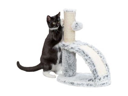 Škrabadlo WINNIE Junior s kartáčem, 43 cm, sisal/ dlouhovlasý plyš, šedá