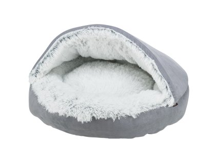 HARVEY plyšová jeskyně s hebkým vlasem, šedá/bílo-černá (Velikost plyšové jeskyně ø 70 cm)