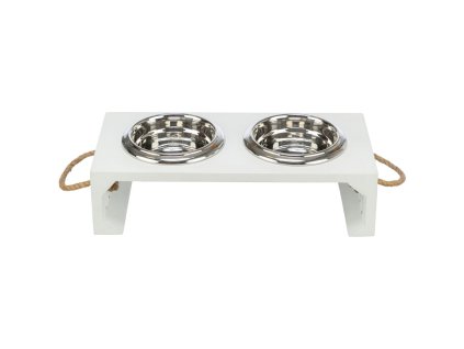 BE NORDIC bar s miskami, 2 × 0,4 l/ø 14 cm/38 × 18 × 10 cm, MDF/nerez, bílá