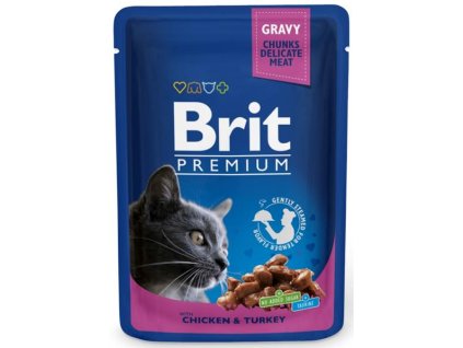 Brit Premium Cat kapsička - Gravy Chicken & Turkey 100 g
