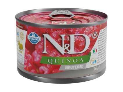 N&D QUINOA Dog konzerva Pork Neutered Mini 140 g (EX)