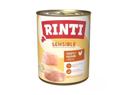 Rinti Dog Sensible konzerva kuře+rýže 800 g