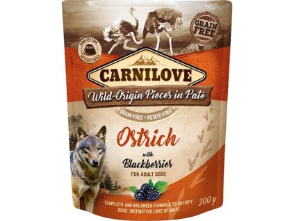 Carnilove Dog kapsička Paté Ostrich with Blackberries 300 g