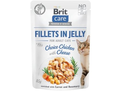 Brit Care Cat kapsička Fillets in Jelly Choice Chicken with Cheese 85 g