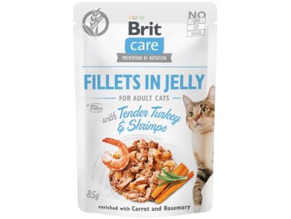 Brit Care Cat kapsička Fillets in Jelly with Tender Turkey & Shrimps 85 g