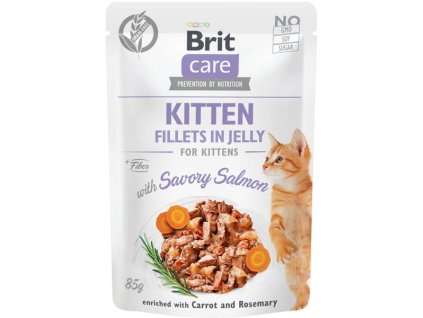 Brit Care Cat kapsička Kitten Fillets in Jelly with Savory Salmon 85 g