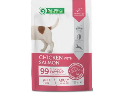 Nature's Protection Dog kapsička Skin&Coat Chicken and Salmon 100 g