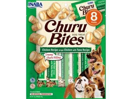 Inaba Churu Bites dog snack kuře, tuňák a hřebenatka 8x12 g