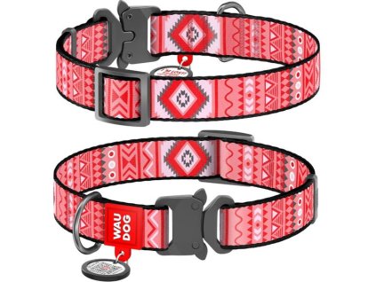 Obojek nylon 25 mm x 33-49 cm WAUDOG Etno červený