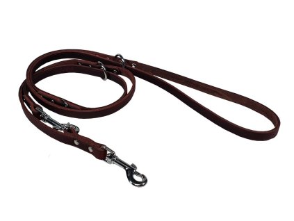 Vodítka přepínací z maštěné kůže ZUBR - Hnědá (14 mm / 120 m)