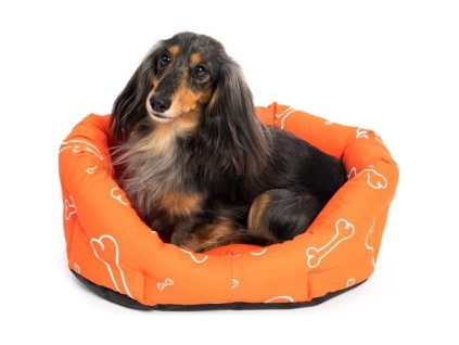 Pelech 8 hran bavlna vzor Kost oranžovo/bílý 85 cm