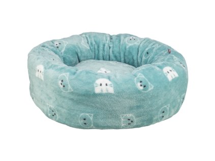 Kulatý pelíšek MIMI 50 cm, motiv kočičí hlavy, šalvějová