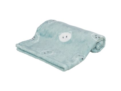 Plyšová deka MIMI, 70 x 50 cm, motiv kočičí hlavy, šalvějová