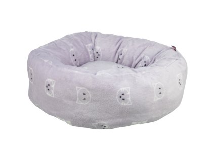 Kulatý pelíšek MIMI 50 cm, motiv kočičí hlavy, lila