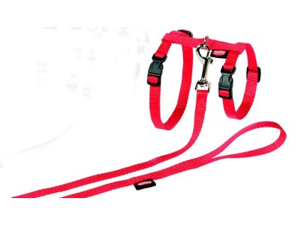 Postroj cat nylon s vodítkem červený Nobby XL