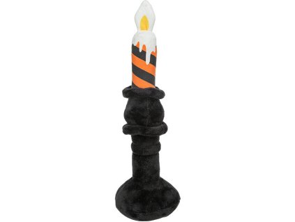Svícen HALLOWEEN, plyšová hračka se zvukem, 33 cm, černá/oranžová - LIMITOVANÁ NABÍDKA