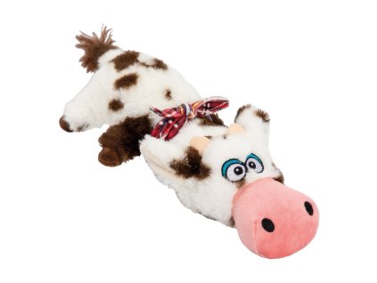 Kravička ležící, 30 cm, plyšová hračka pro psy, HIPHOP DOG, strakatá