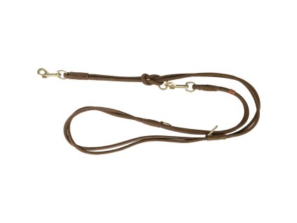 Vodítko PURE kožené kulaté nastavitelné, S: 2 m/ 10 mm, hnědá