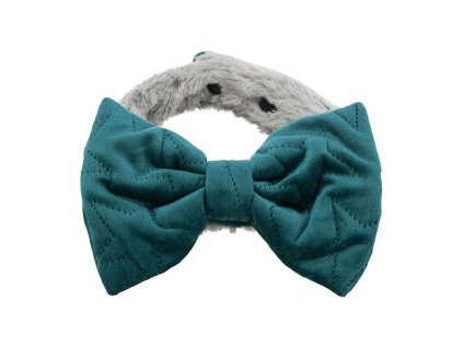 Vánoční obojek s mašlí, S-M, samet/plyš, lila/fialová (1 ks)