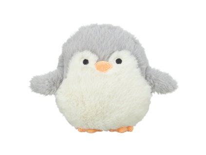 Vánoční tučňáček, bez zvuku, 16 cm, plyš, bílá/šedá