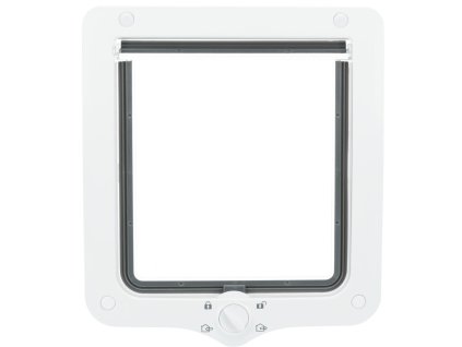 Průchozí dvířka pro kočku XL, s tunelem, 4-cestná, 24x28cm, bílá