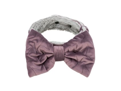 Vánoční obojek s mašlí, S-M, samet/plyš, lila/zelená (1 ks)