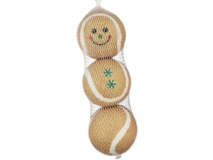 Nobby Vánoční tenisové míčky - Perníček 3 ks (6 cm)