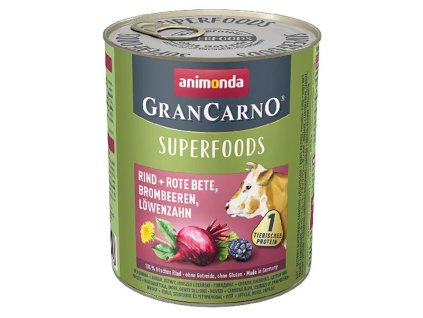 GRANCARNO Superfoods hovězí, červená řepa, ostružiny, pampeliška 800 g pro psy