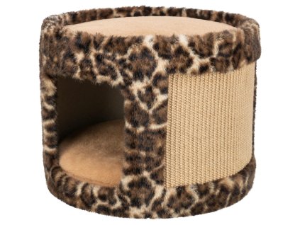 Škrabací jeskyně LEO, ø 38 x 30 cm, hnědá/leopardí