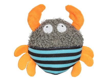 Krab s catnipem, plyšová hračka pro kočky, 9 cm, šedá/oranžová/tyrkysová