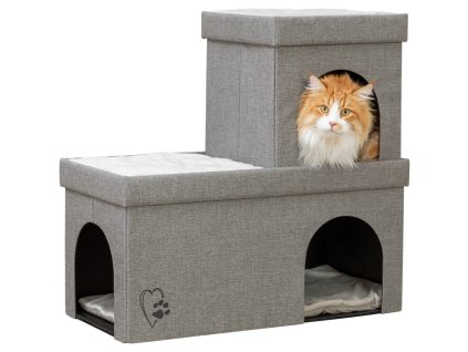 Jeskyně KIMY skládací, 2 patra, 76 x 72 x 37 cm, světle šedá