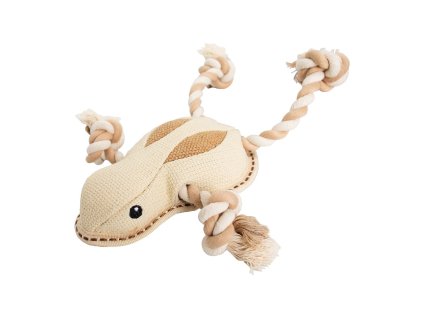 Žába na laně HipHop Dog, 33 cm, robustní hračka pro psy, tkaná látka, přírodní