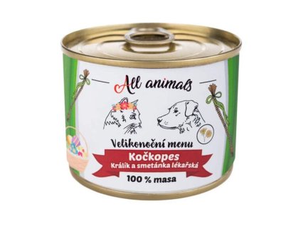 ALL ANIMALS Velikonoční menu KOČKOPES - limitovaná edice konzerva s králíkem a pampeliškou 200 g