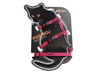 BAFPET Set postroj + vodítko pro kočky - Fuchsie