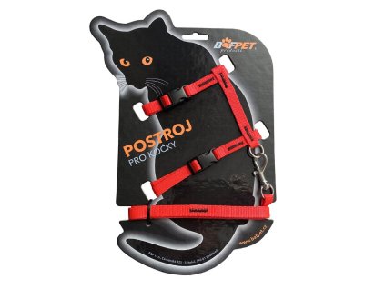BAFPET Set postroj + vodítko pro kočky - Červená