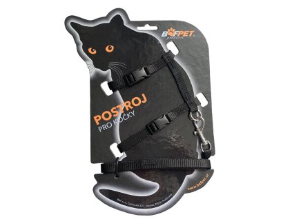 BAFPET Set postroj + vodítko pro kočky - Černá